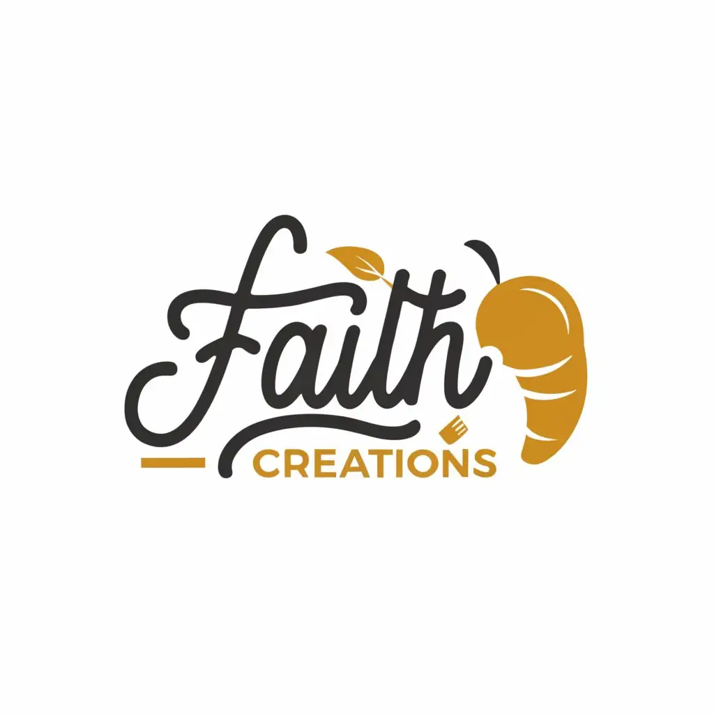 a logo design,with the text "FAITH CREATIONS", main symbol:food,Moderate,clear background