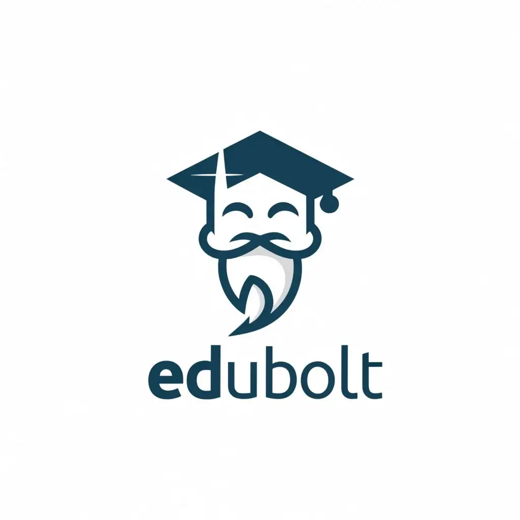 a logo design,with the text "Edubolt", main symbol:Create a minimalist logo for our Edtech startup "Edubolt" featuring a Genie wearing a graduation cap as the main symbol. The design should be as simple and iconic as the Jordan logo, conveying the powerful impact of our platform in education. The Genie, named Edu, signifies our ability to fulfill all tutoring needs. The logo should be suitable for the technology industry and have a clear background.
,Minimalistic,be used in Technology industry,clear background