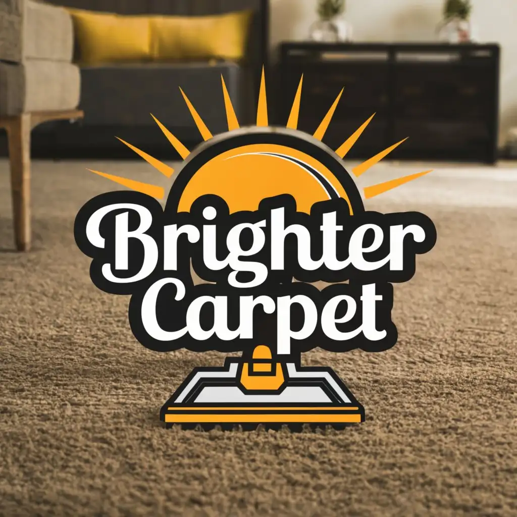 a logo design,with the text 'A Brighter Carpet', main symbol:sunrise vacuuming vacuum,complex,clear background