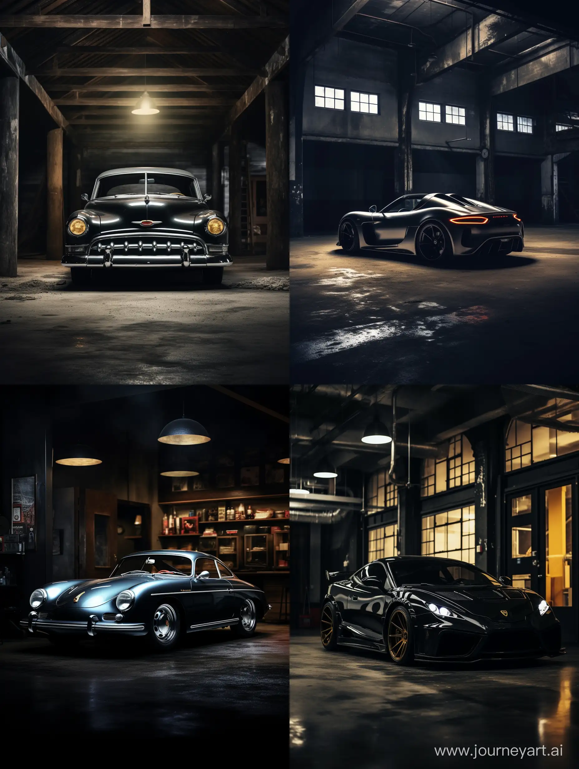 Sleek-Car-Silhouette-in-a-Stylish-Dark-Garage-Striking-Album-Cover-Photo