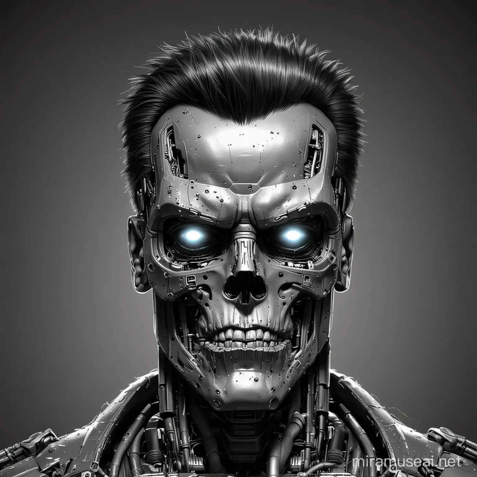 A digital caricature sketch of the Terminator, terminator robot