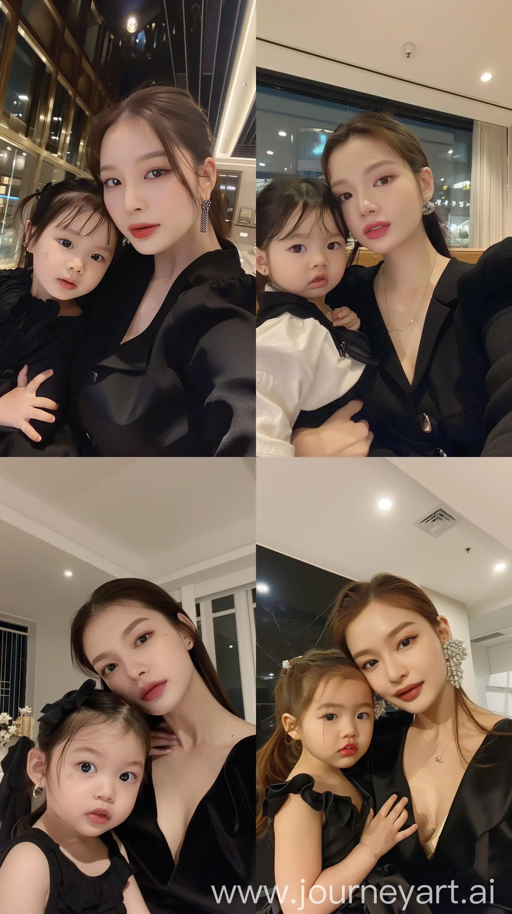 Blackpinks-Jennie-Elegant-Nighttime-Selfie-with-Adorable-Daughter