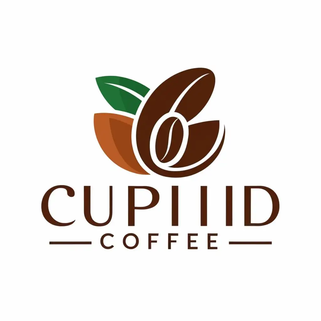 logo, coffee leaf, with the text "Cupiid Coffee", typography, be used in Internet industry