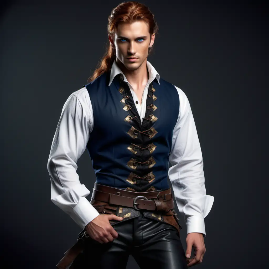 Handsome Noble with Dark Ginger Hair and Sword Belt