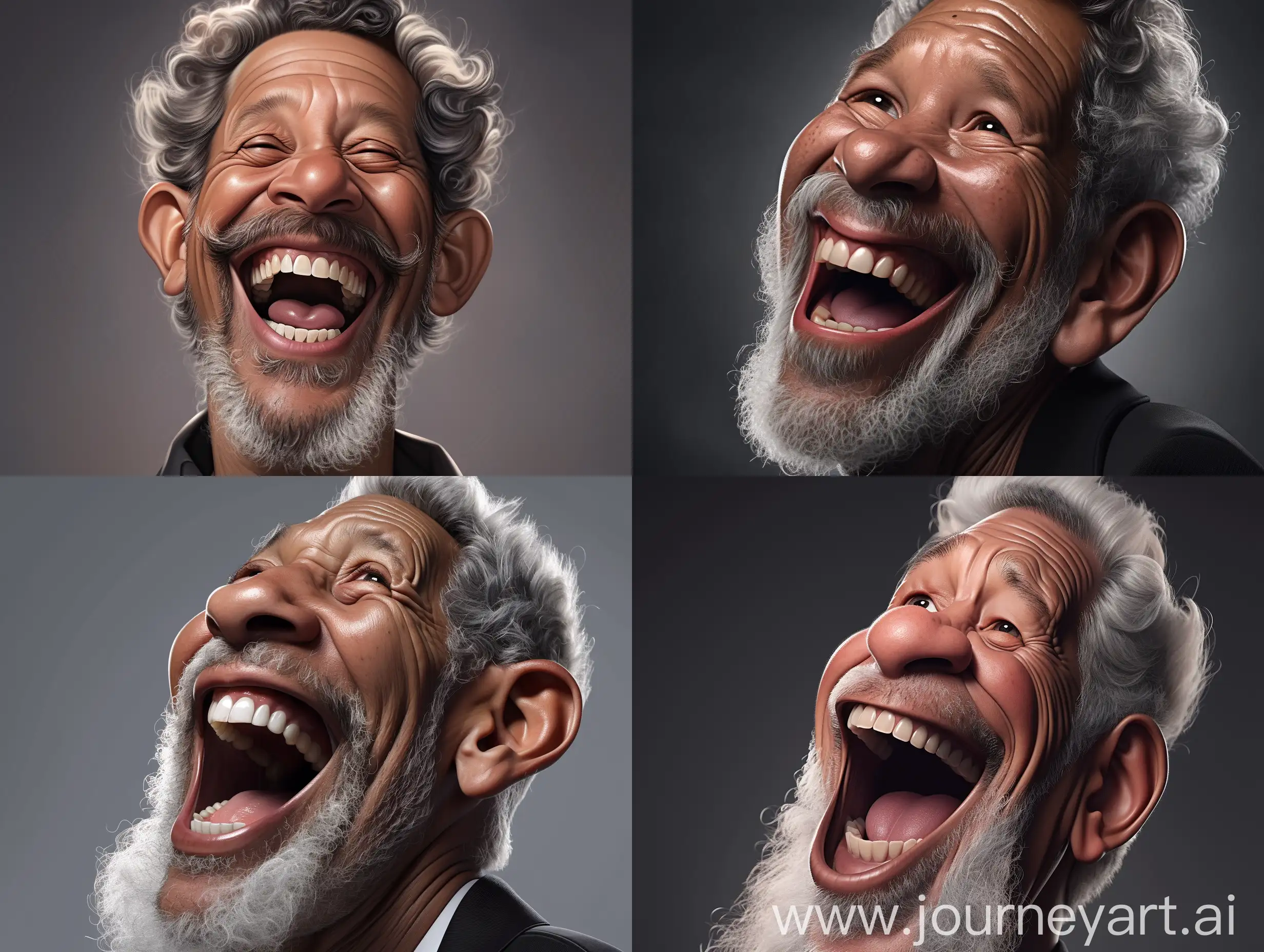 Morgan Freeman by Tiago Hoisel, laughing --niji 5 --style expressive