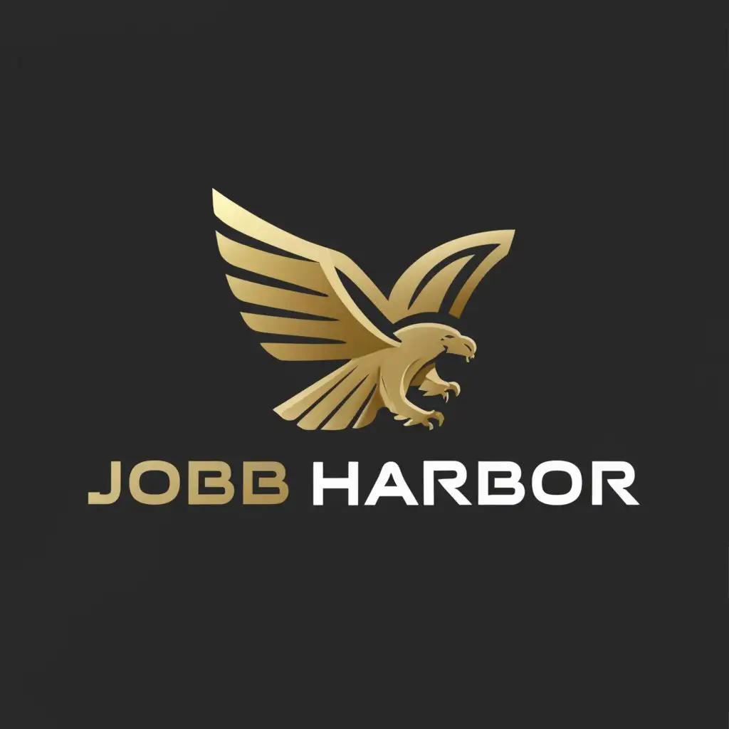 LOGO-Design-for-Job-Harbor-Majestic-Eagle-in-Gold-on-a-Clear-Background
