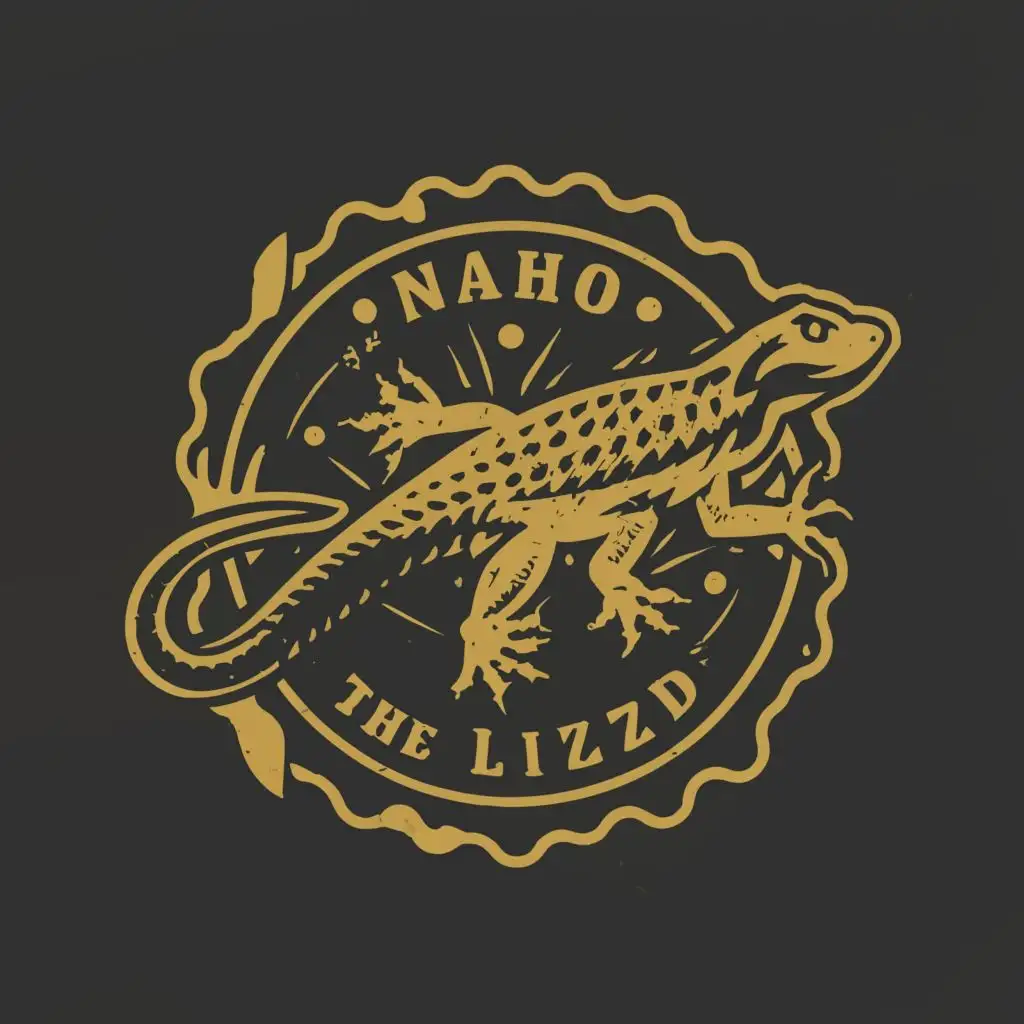logo, lizard, emblem, clean, professional, elegant, with the text "Nacho The Lizard", typography