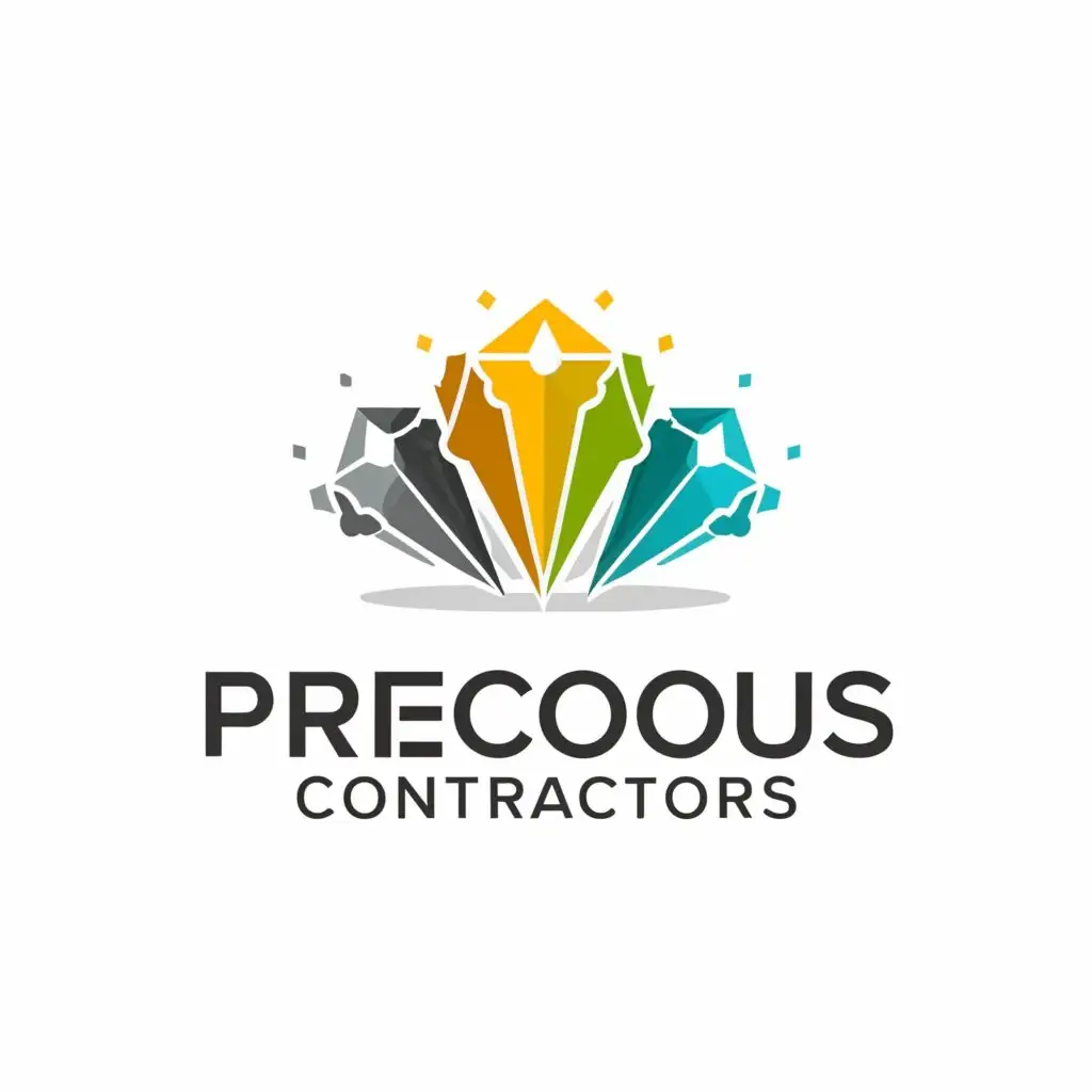 a logo design,with the text "precious contractors", main symbol:shining gems,complex,be used in Construction industry,clear background