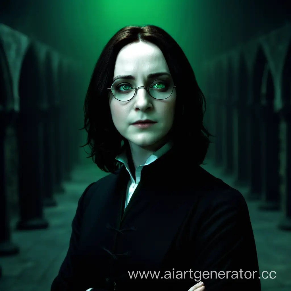 Enigmatic-Girl-with-Brown-Hair-and-Severus-Snape-in-Solid-Background