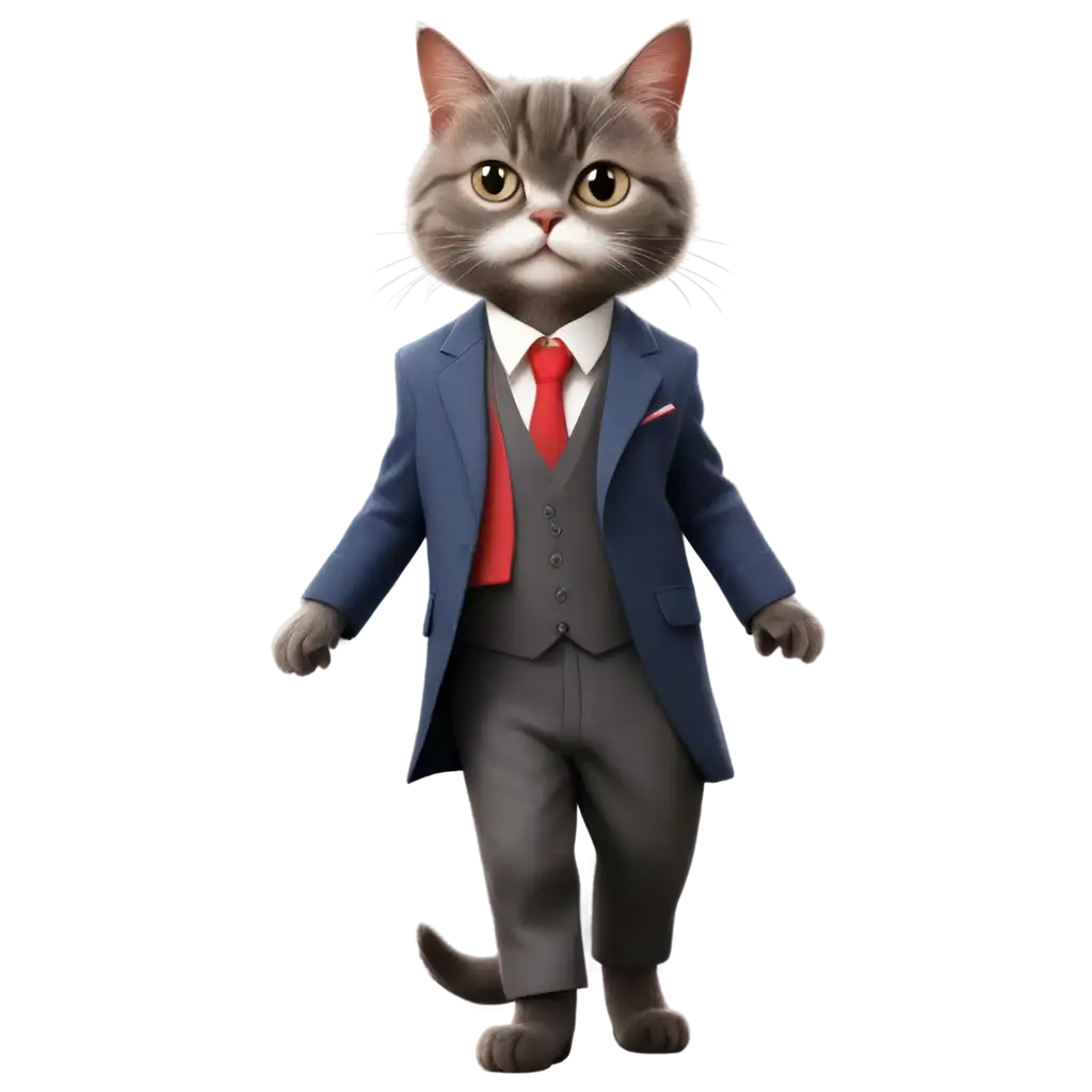 cat, cartoon, in fashionable clothes, shows the class

