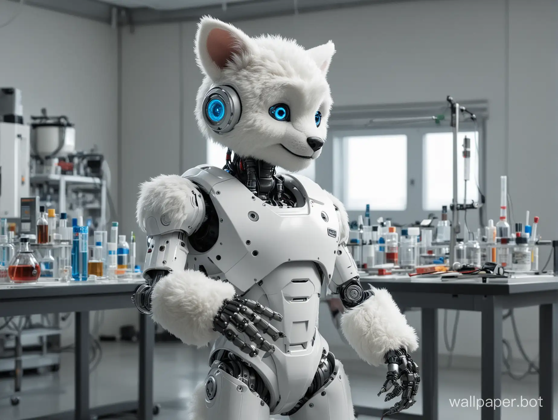 Robot furry in laboratory