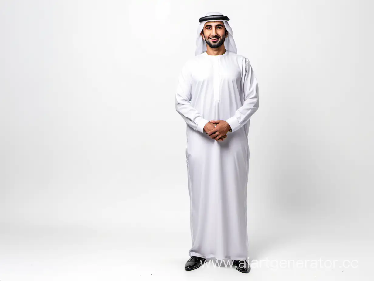 Бизнесмен ОАЭ в полный рост на белом фоне