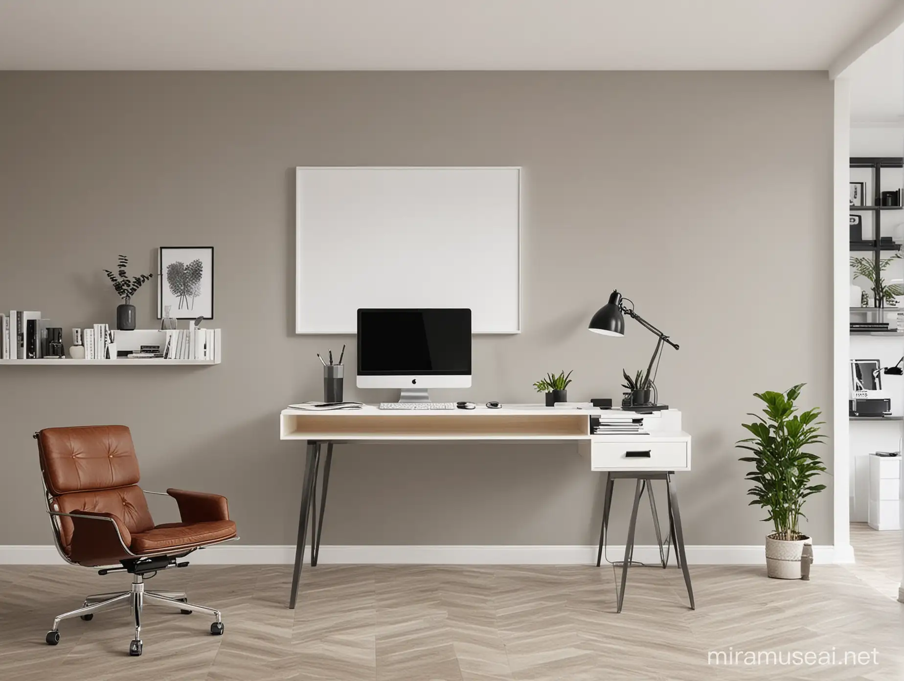 Modern Office Interior with Vibrant Abstract Wall Art