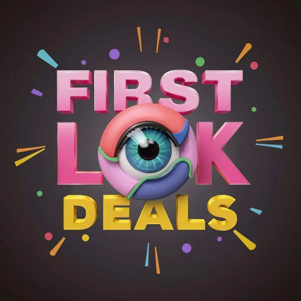 a logo design,with the text "First Look Deals", main symbol:attention-grabbing logo for your TikTok shop that sells a diverse range of products. This logo should not only be in 3D but also encapsulate a unique and captivating design that encourages potential customers to explore your offerings.,complex,be used in Retail industry,clear background