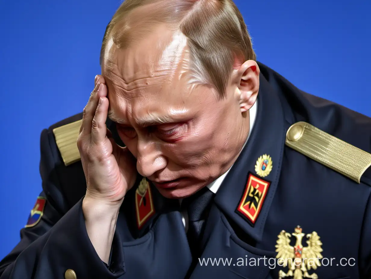 Vladimir-Putin-Emotional-in-German-Uniform-Amid-Donetsk-Peoples-Republic-Flag