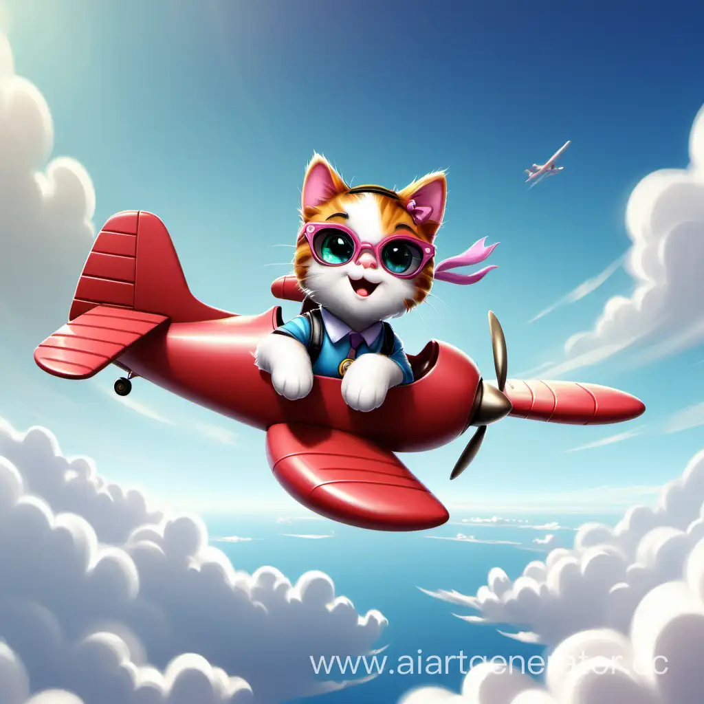 котик летит в самолёте 
