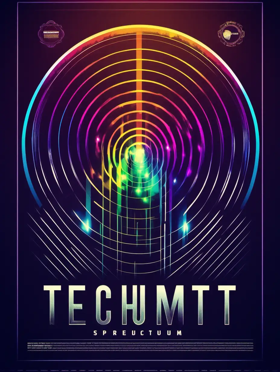 design a poster design with relevance to spectrum lights, techno and trance music