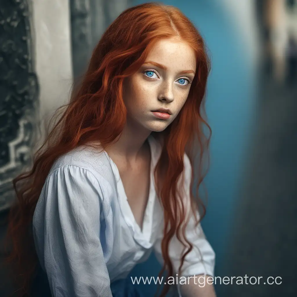 Рыжая девушка с голубыми глазами