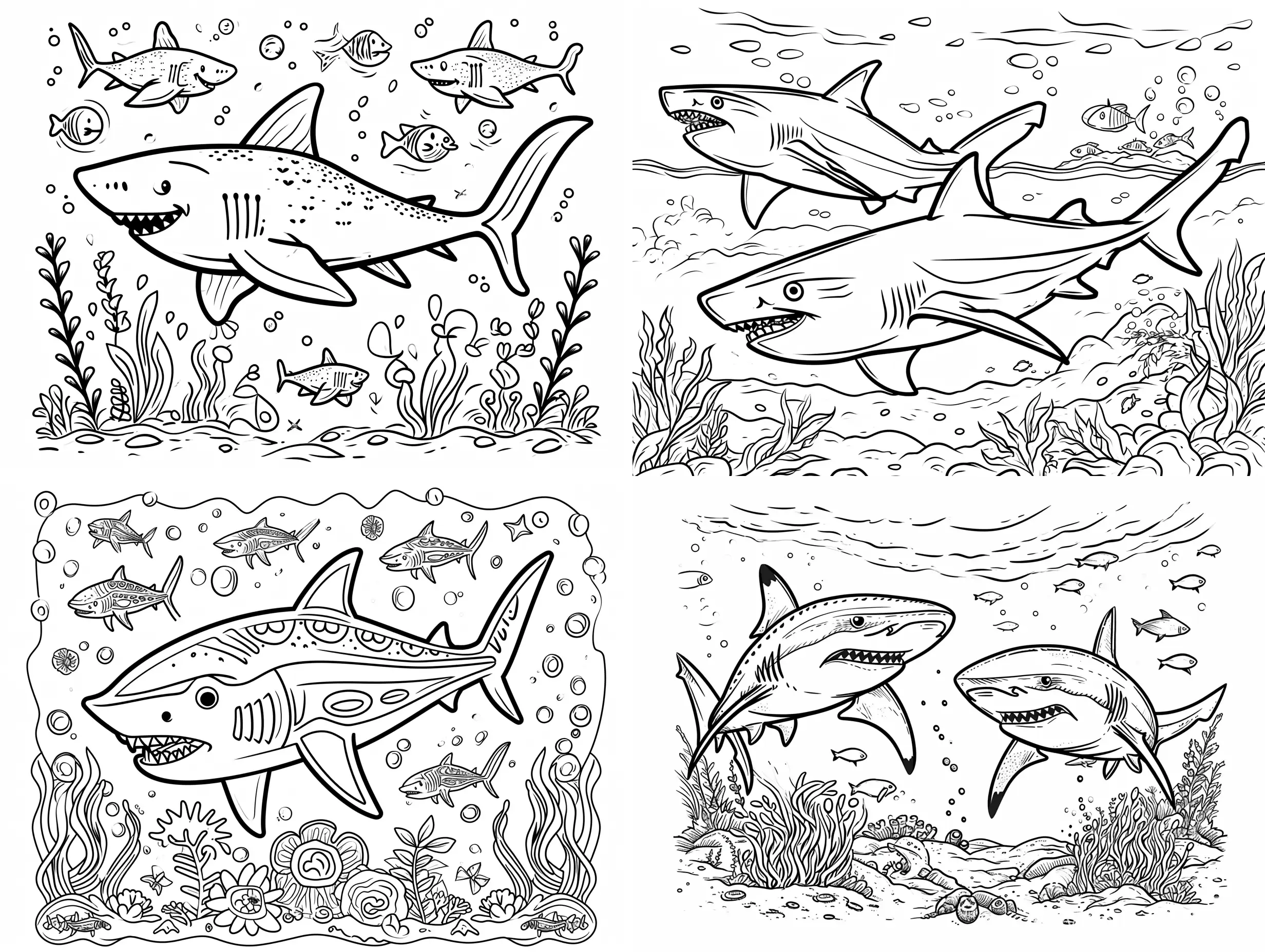 Detailed-Isolated-Soviet-Cartoon-Sharks-Coloring-Page-for-Kids