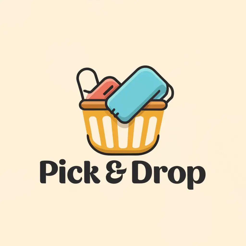 a logo design,with the text "PICK & DROP", main symbol:LAUNDRY,Minimalistic,be used in Home Family industry,clear background