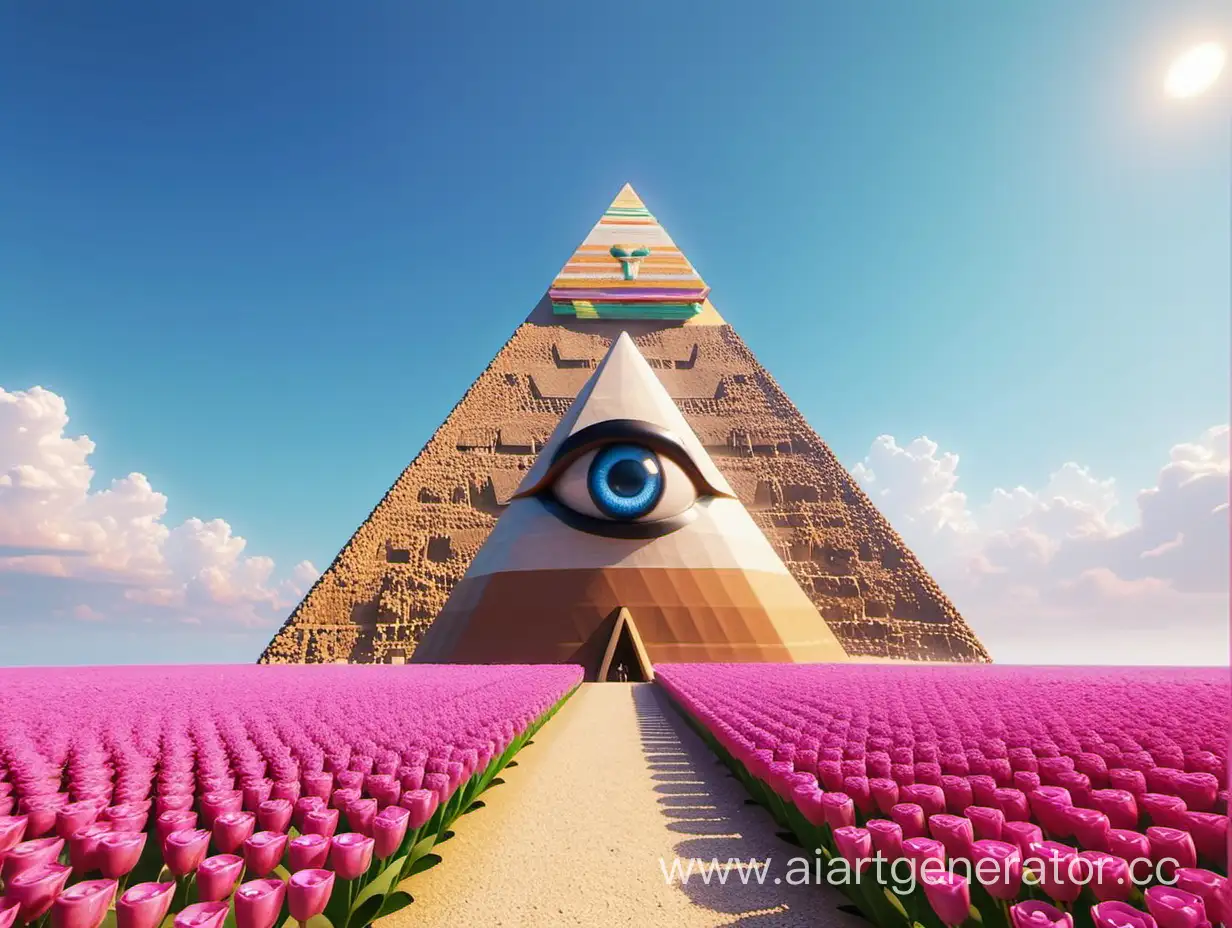 Пирамида с одним глазом и цветами милая