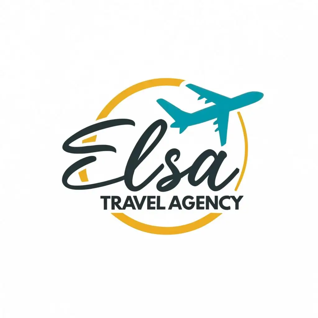 logo, Airplane, Tour, Tourist , Ticket, with the text "Elsa Travel Agency", typography, be used in Travel industry