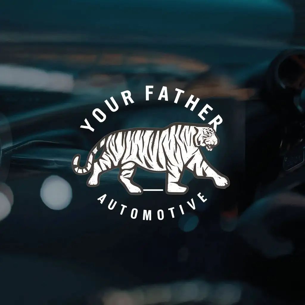 logo, white tiger, with the text "your father", typography, be used in Automotive industry