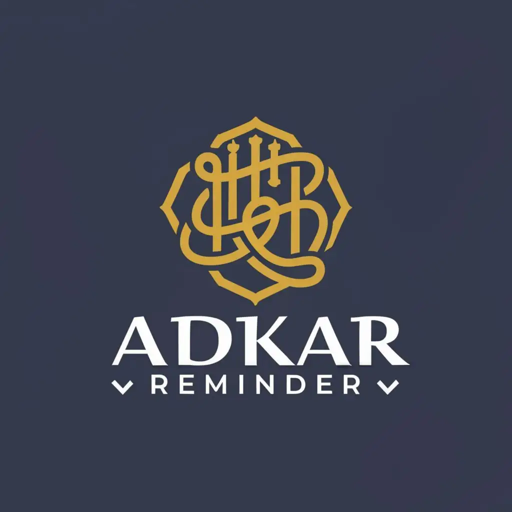 logo, Create a logo for an extension called 'Adkar Reminder'. The extension helps users to remember and recite Athkar (remembrances) throughout the day. Incorporate elements that represent Islamic spirituality, such as a mosque silhouette, prayer beads, or Arabic calligraphy. Use calming colors like blue, green, or gold to evoke a sense of tranquility and peace. The logo should be visually appealing and easily recognizable on browser toolbar., with the text "Athkar Reminder", typography, be used in Religious industry