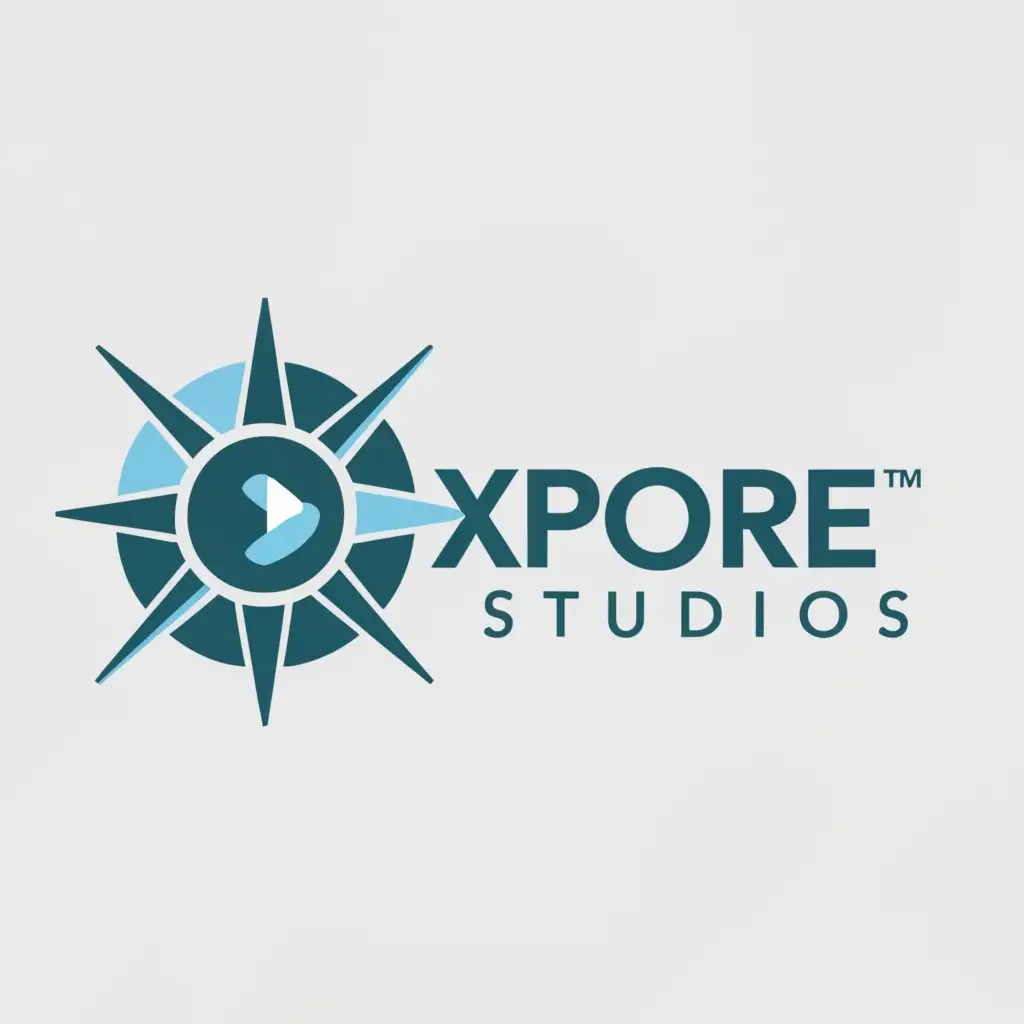 a logo design,with the text "Xplore Studios", main symbol:Travel, adventure, development, one colour in light blue,Moderate,clear background