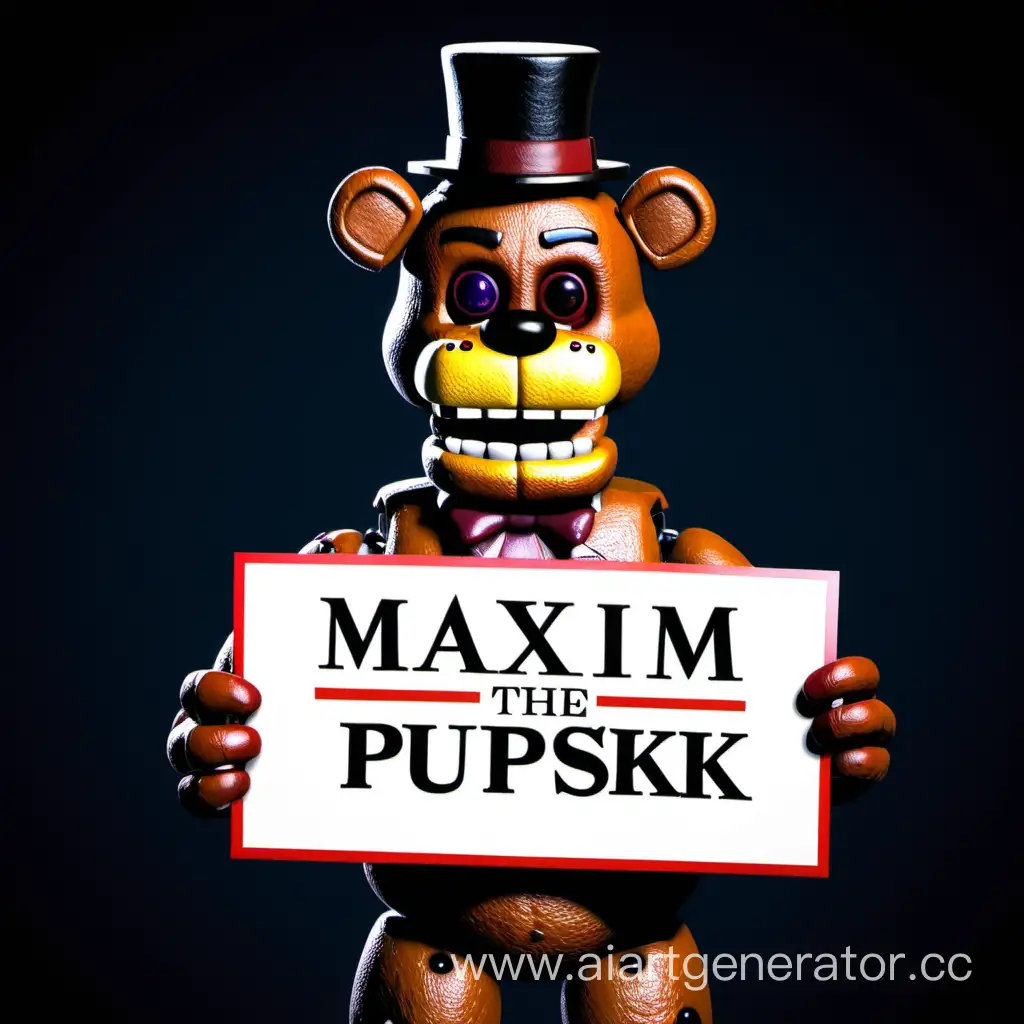 FNAF-Freddy-Holding-Sign-with-Maxim-Pupsik