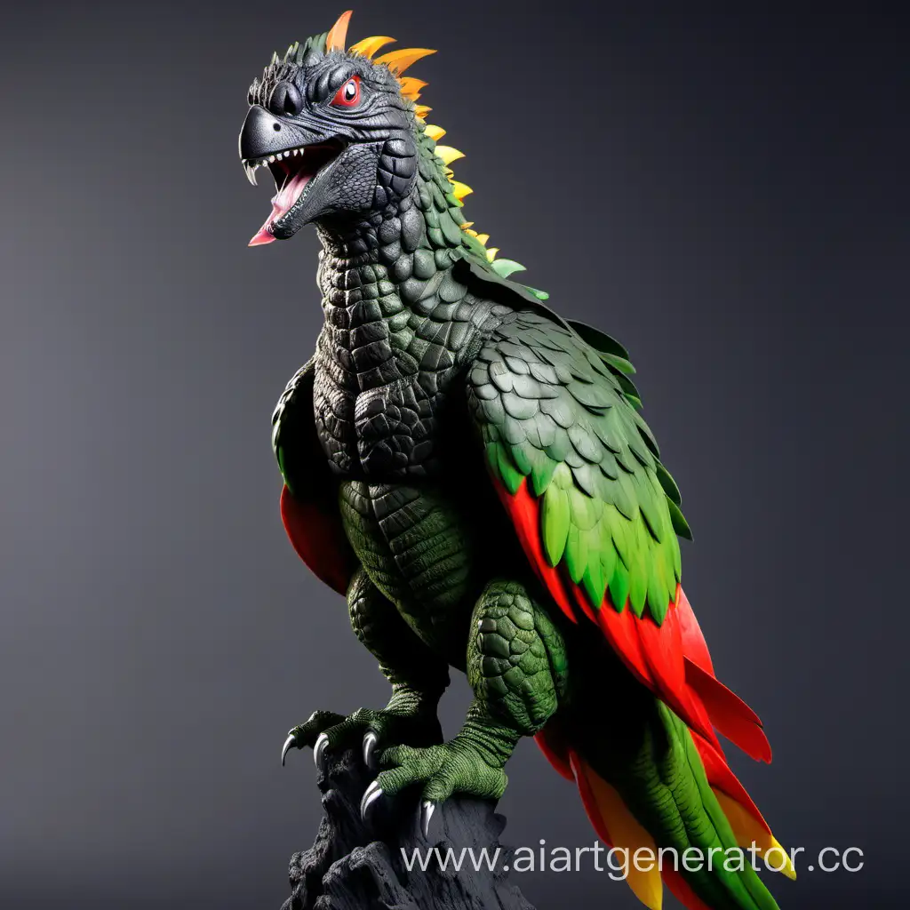 Majestic-Godzilla-Parrot-Roaming-Vibrant-Tropical-Wonderland