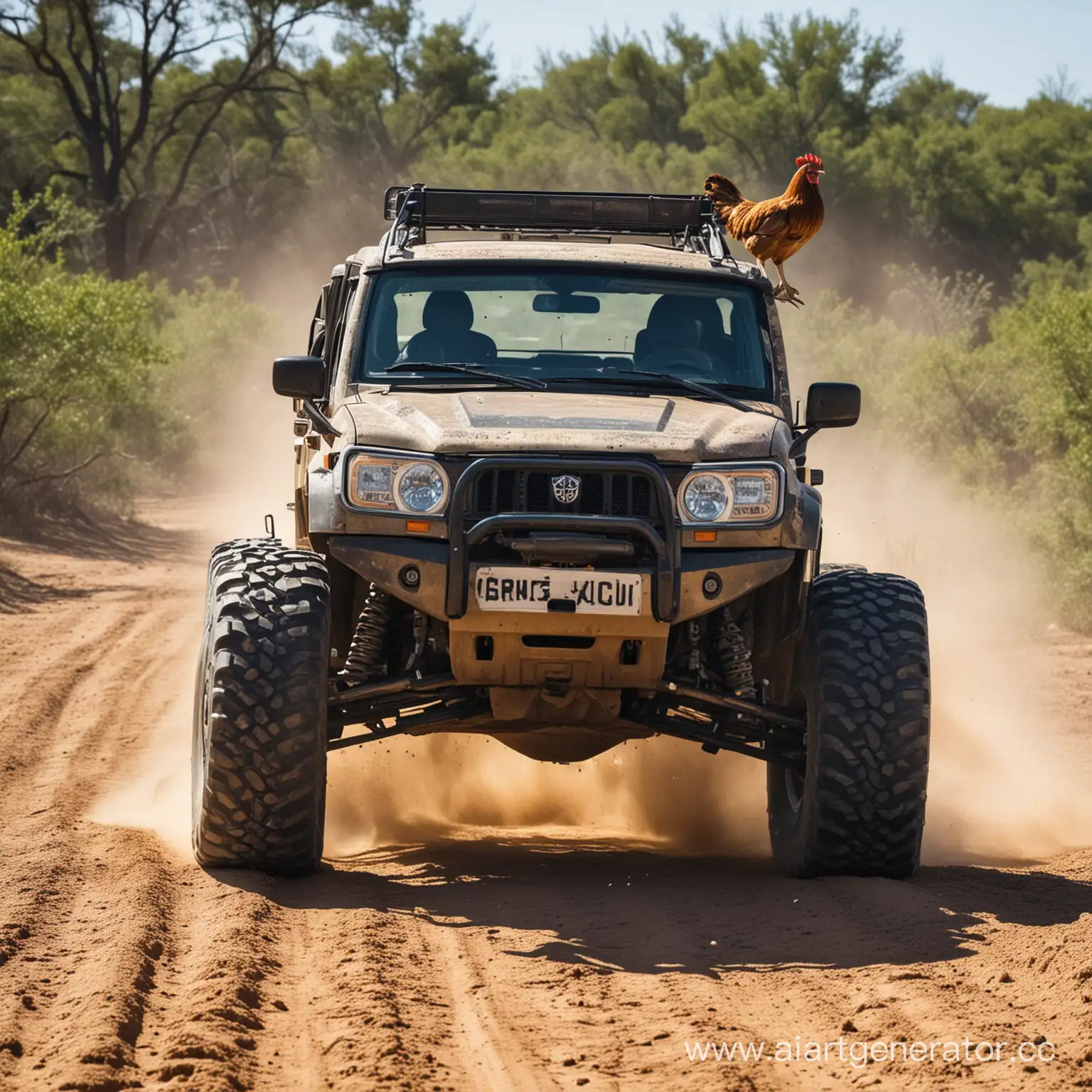 Adventurous-Chicken-OffRoading-Through-Wilderness