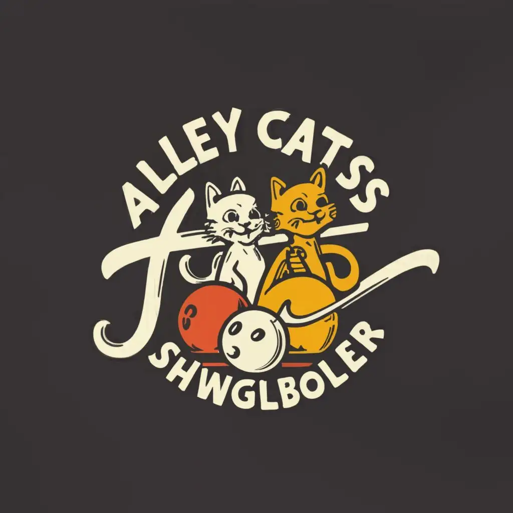 a logo design,with the text "Alley Cats ShuffleBowler", main symbol:cats in alley