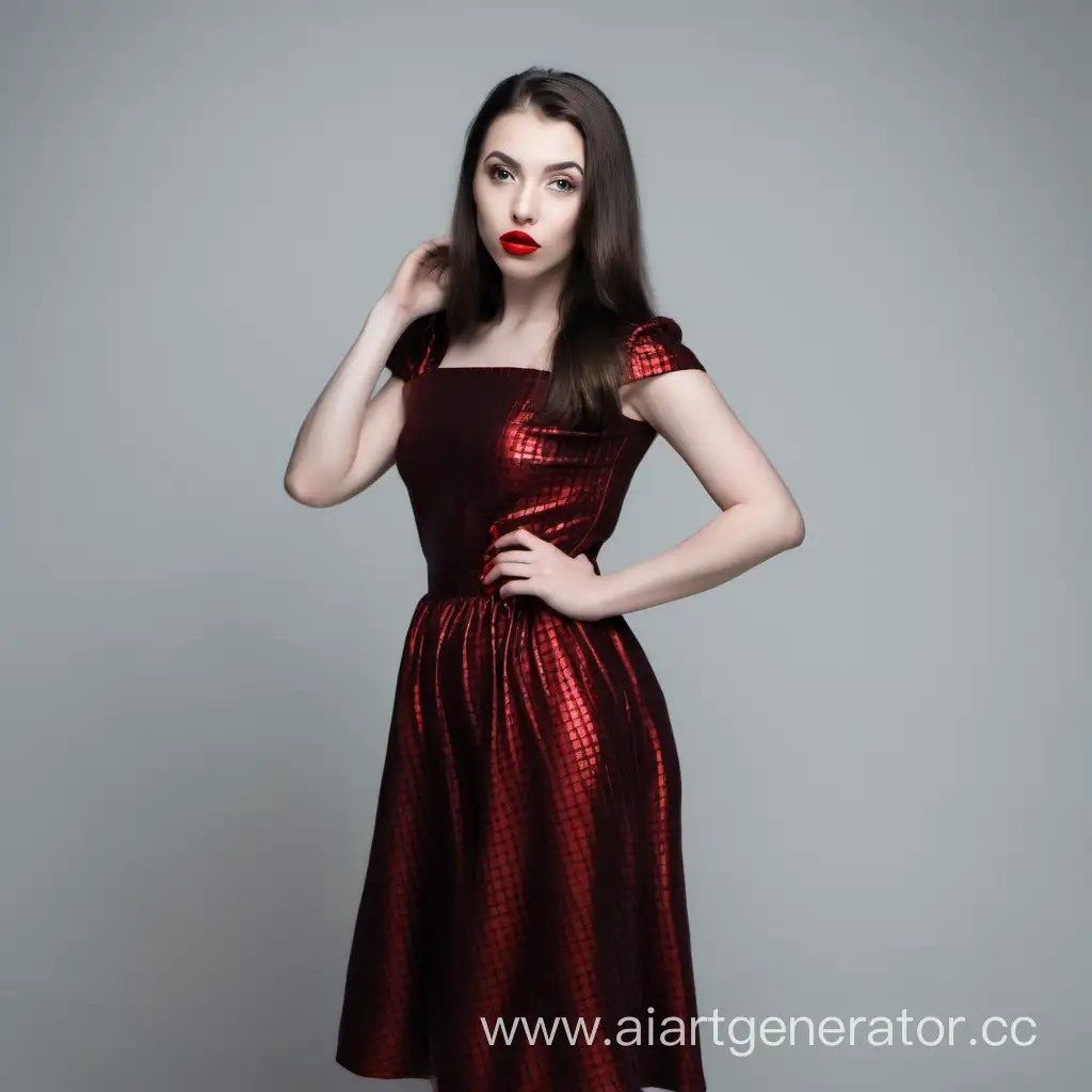 Chic-Brunette-with-Captivating-Red-Lips-FullLength-Portrait