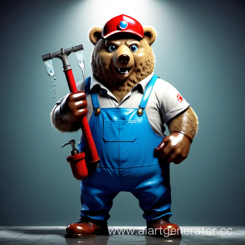 Adorable-Bear-Plumber-Fixing-a-Leaky-Faucet