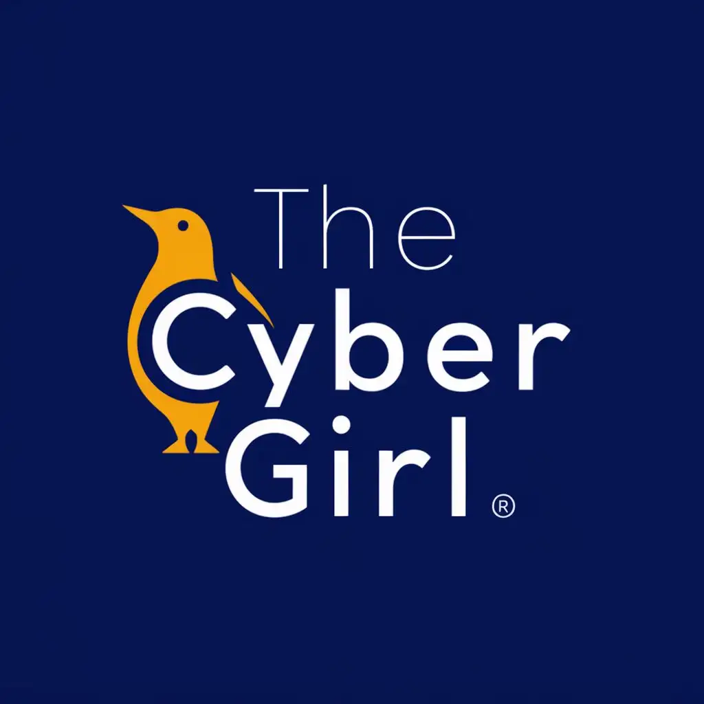 logo, Penguin, with the text "The Cyber Girl", typography, be used in Technology industry