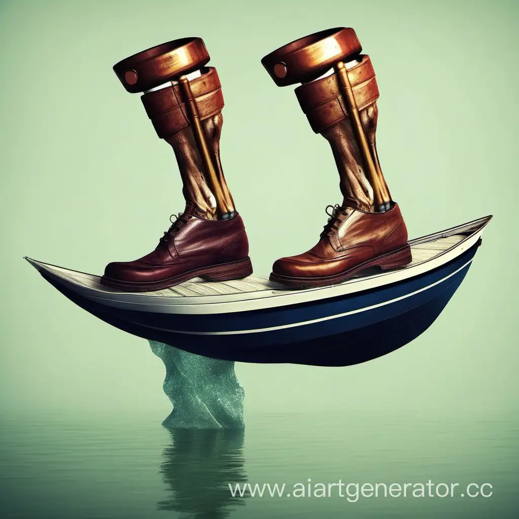 Innovative-Fusion-Human-Leg-and-Boat-Sculpture