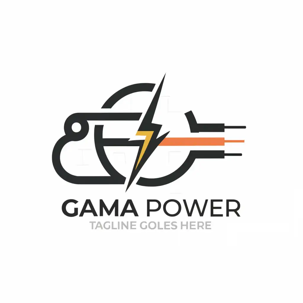 a logo design,with the text "GAMA POWER", main symbol:electric, information technology,Minimalistic,be used in Technology industry,clear background