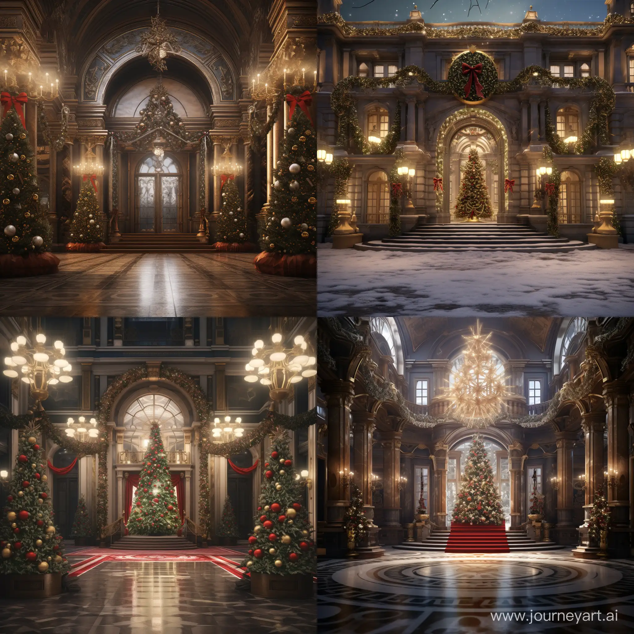 Royal Palace decorated for Christmas, realistic, 4k