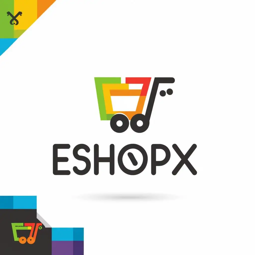 a logo design,with the text "eShopX", main symbol:Happy cart,complex,be used in Retail industry,clear background