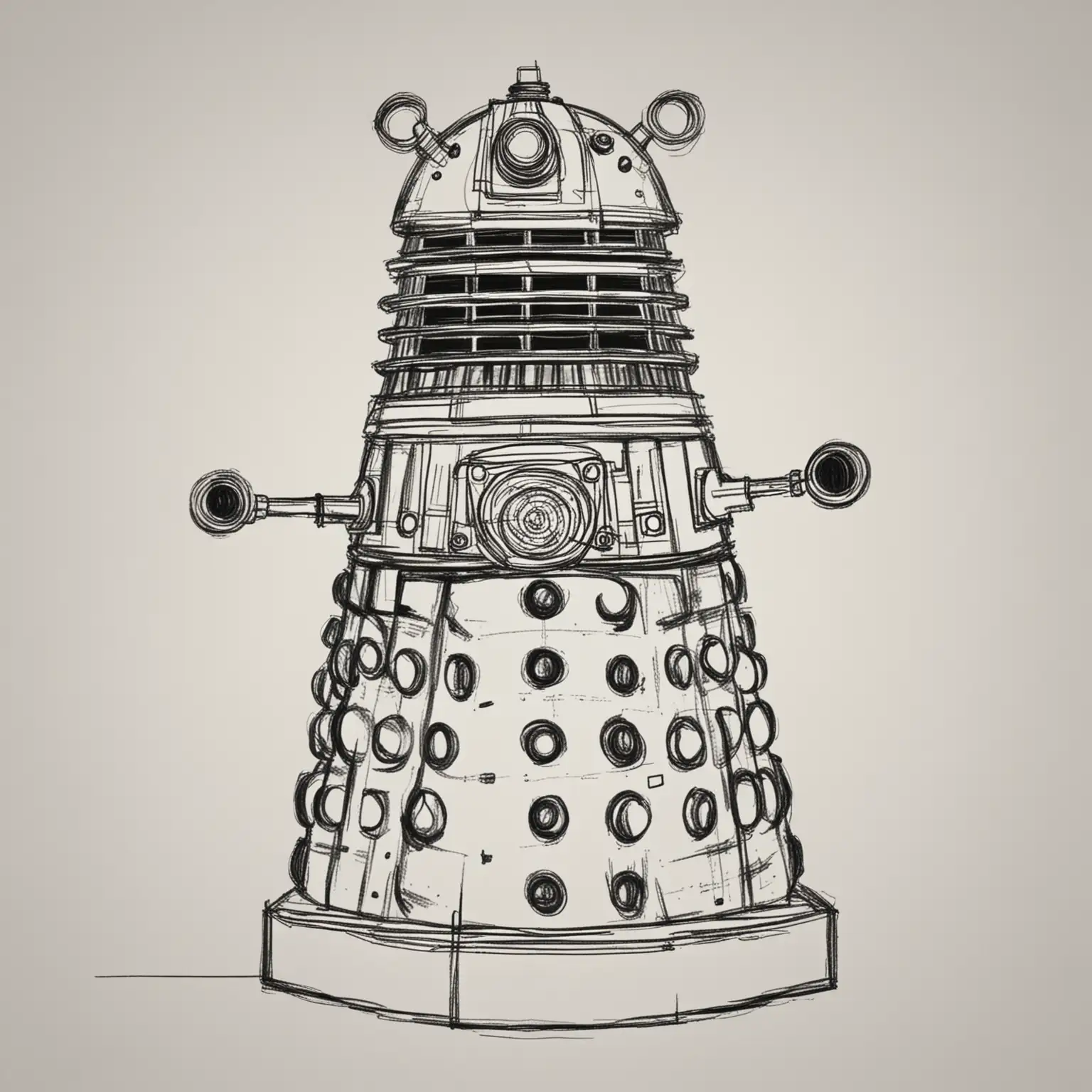 SciFi Robot Dalek Line Drawing