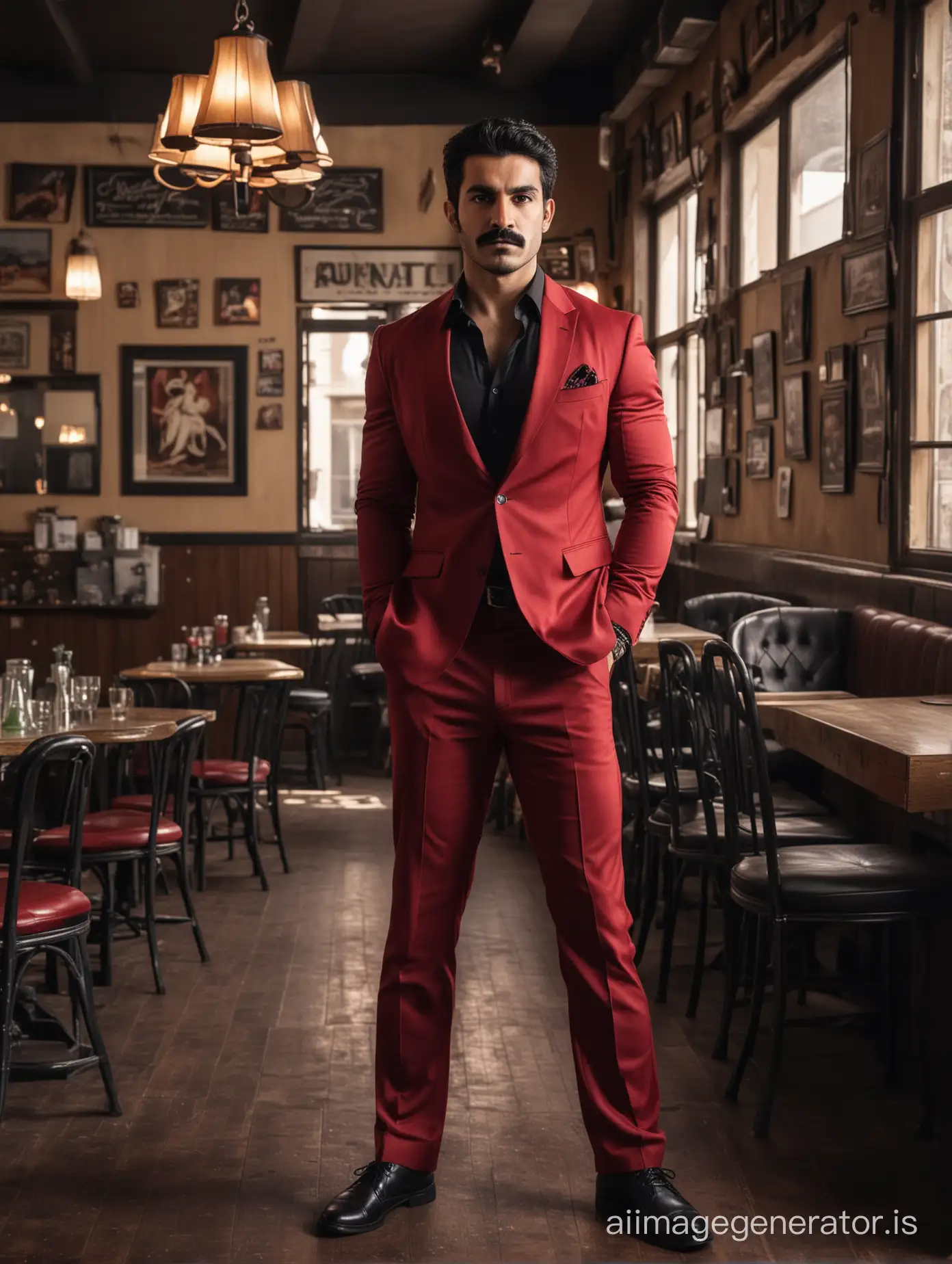 Angry-Iranian-Fitness-Man-in-Vintage-Restaurant