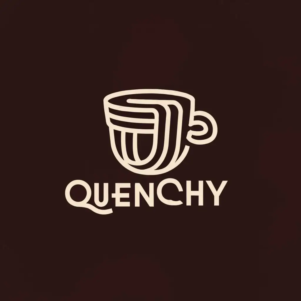 a logo design,with the text "coldrink logo whose name is Quenchy", main symbol:dirnk cup,Moderate,be used in Retail industry,clear background