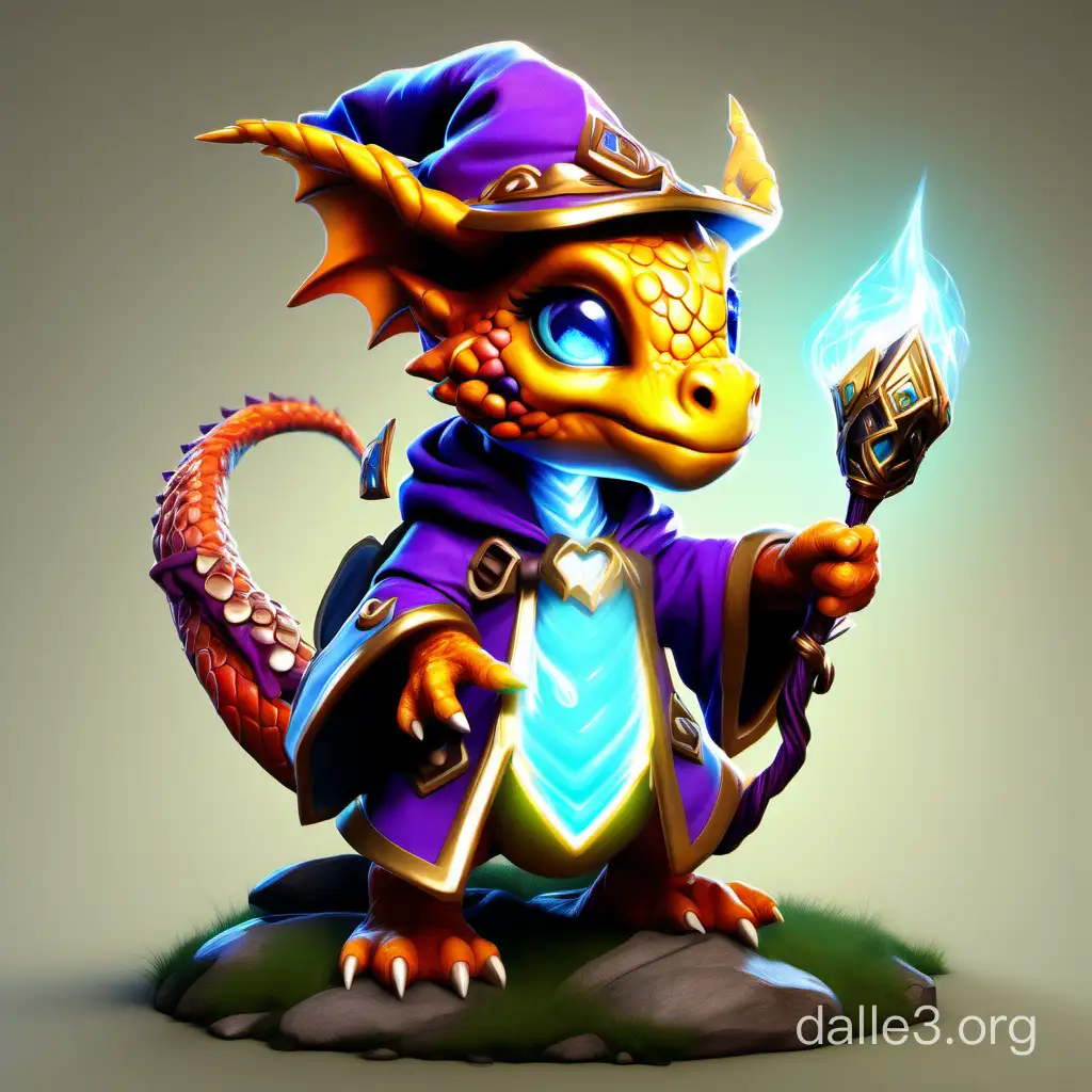 a cute and adorable little dragon wizard, hearthstone, concept illustartion, character art, studio lightning, bright colors, intricate, masterpiece, photorealistic, hyperrealistic, sharp focus, high contrast, Artstation HQ, DeviantArt trending, 8k UHD, Unreal Engine 5