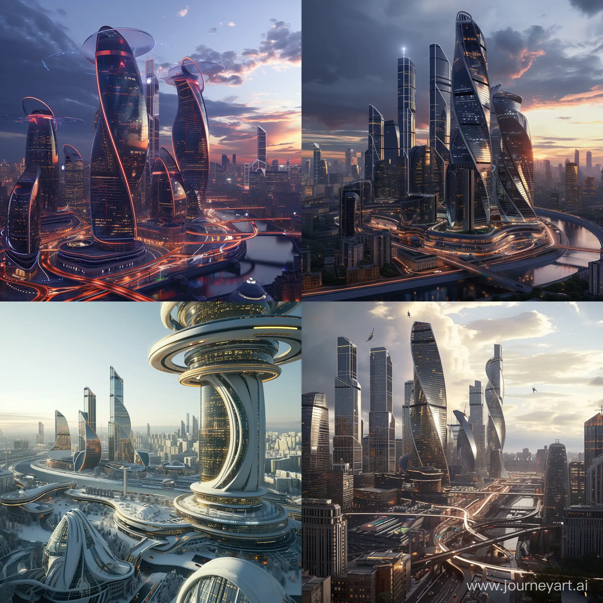 Futuristic Moscow, cinematic 3D rendering