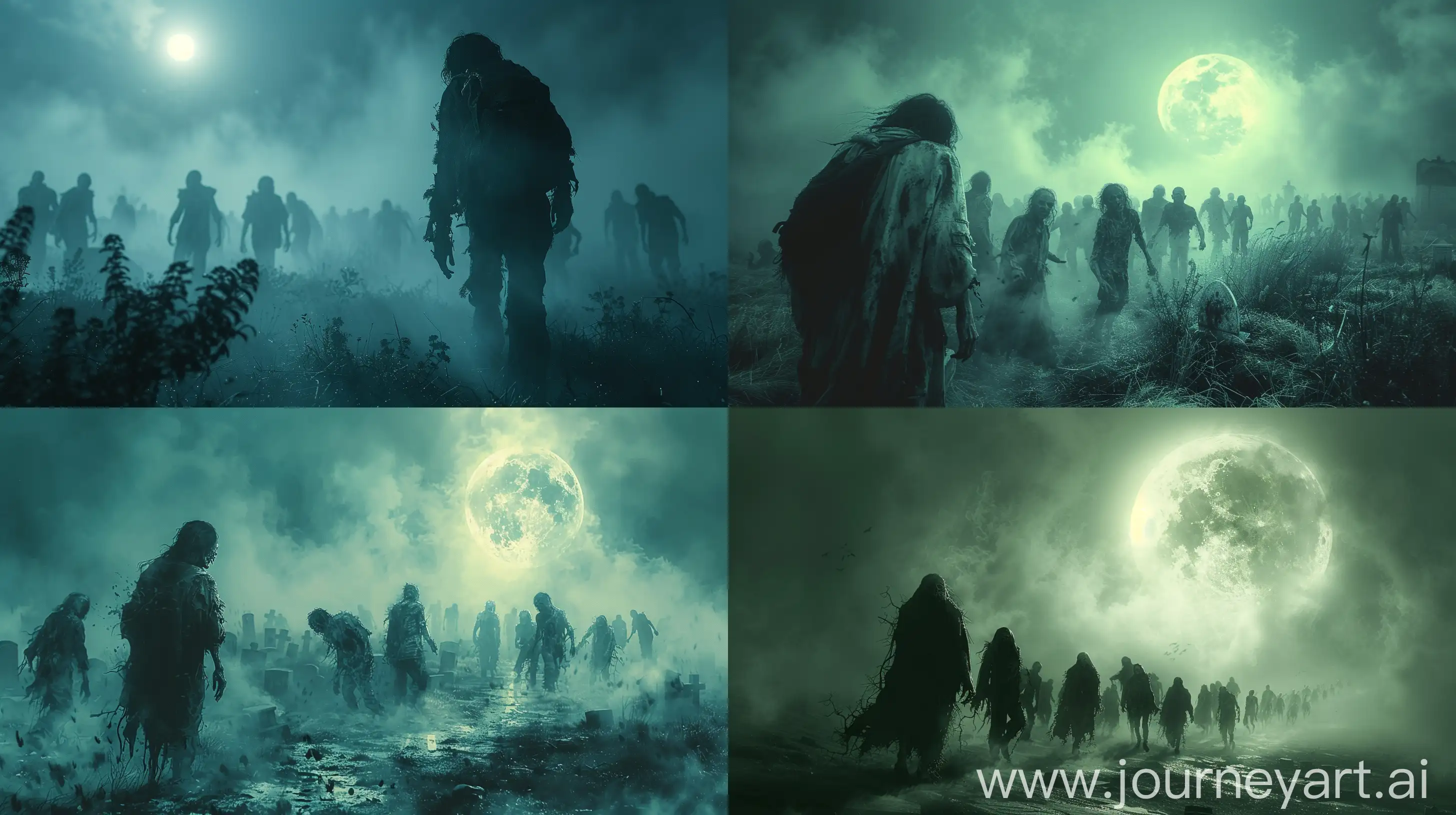 Eerie-Night-of-the-Living-Dead-Tribute-Zombie-Horde-in-Moonlit-Graveyard