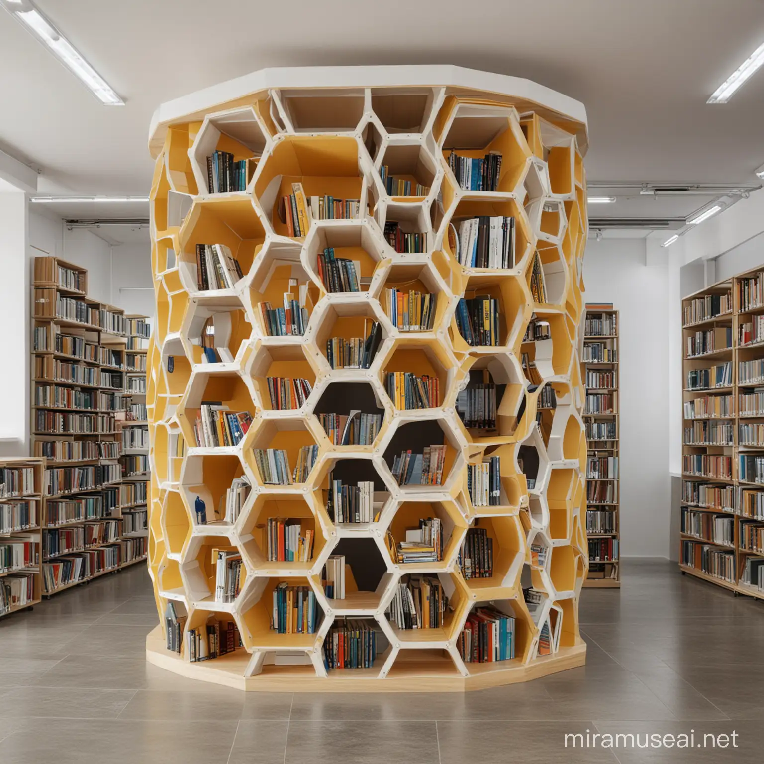 Library Central display unit, Creative design, honeycomb 