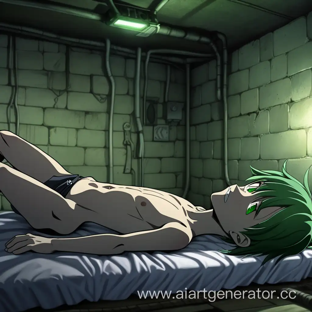 Desolate-Anime-Boy-with-Green-Eyes-and-Hair-in-Basement-Horror-Scene