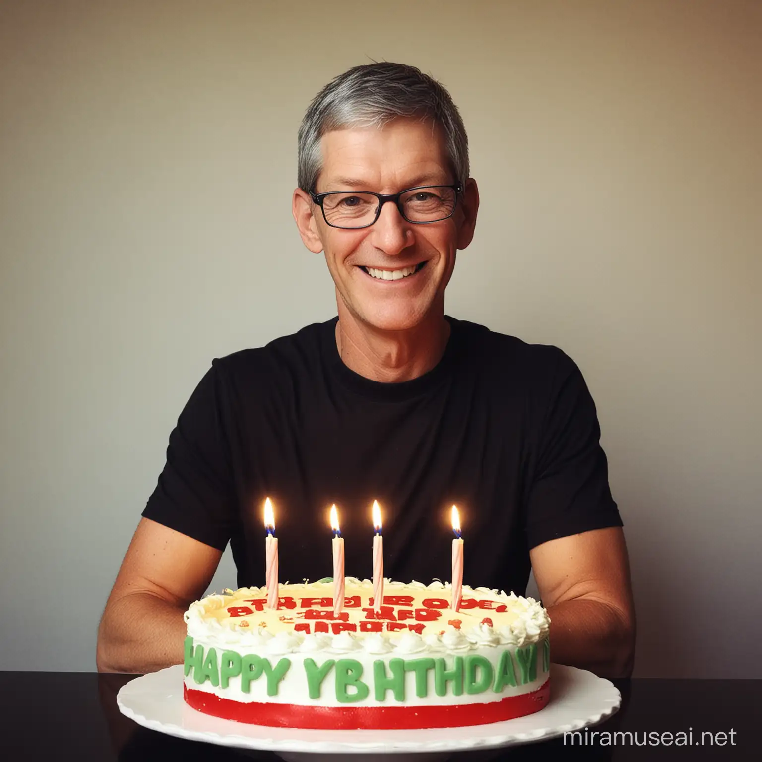 Tim Cooke (aka Tim Apple) wishing Jeffy a happy birthday