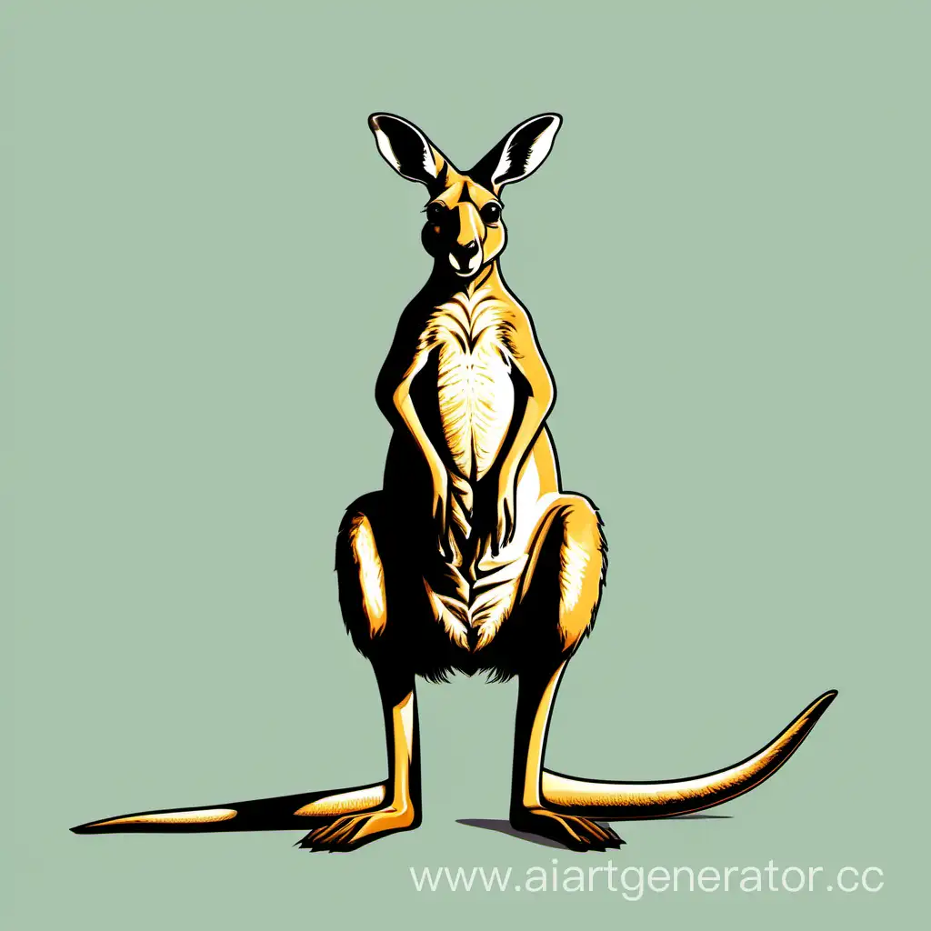 кенгуру стоит, вид спереди, векторное изображение, цветное